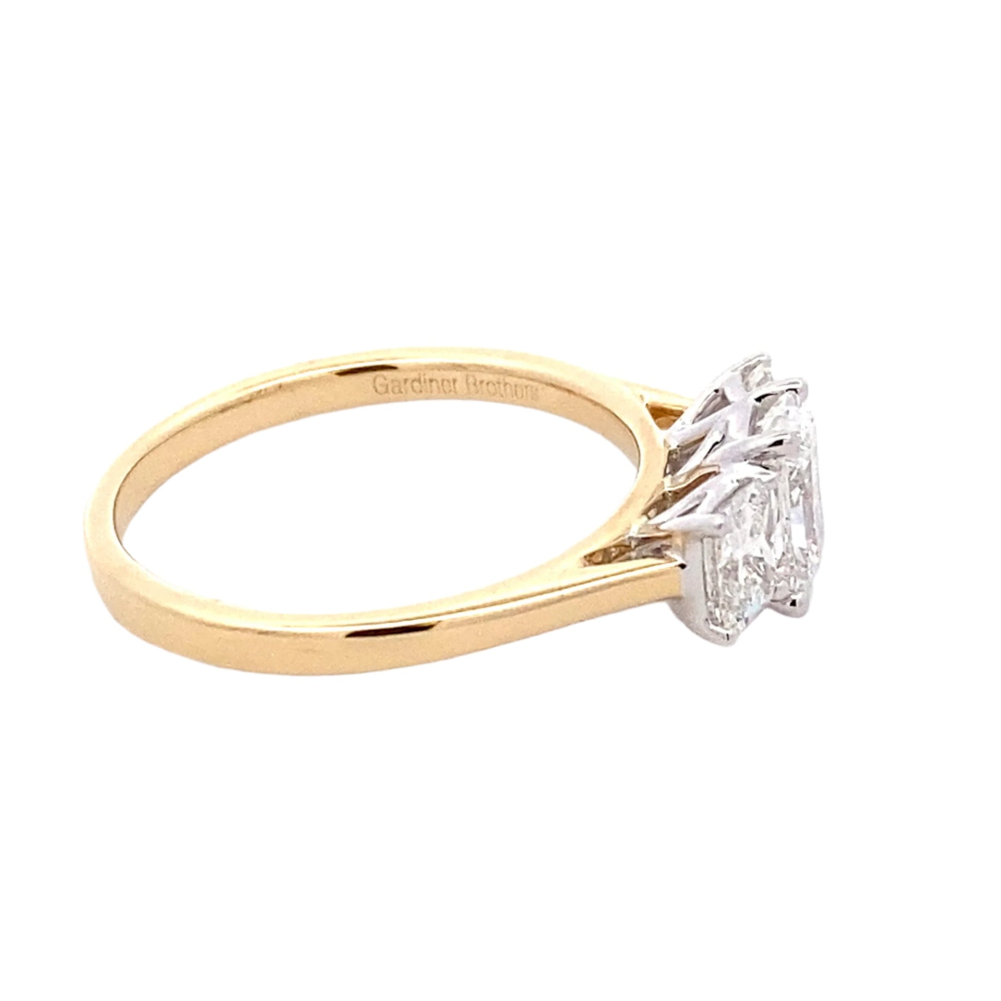 Yellow Gold Radiant Cut Diamond 3 Stone Ring - 1.32cts Gardiner Brothers