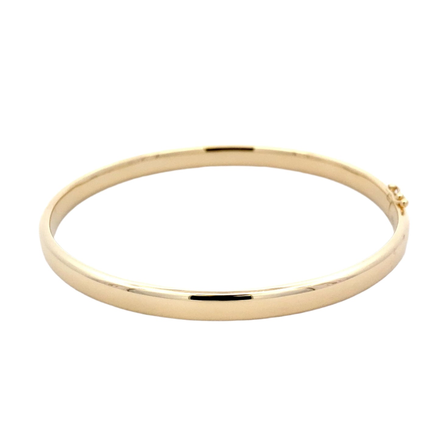 Yellow gold 5mm solid bangle with a court profile Gardiner Brothers