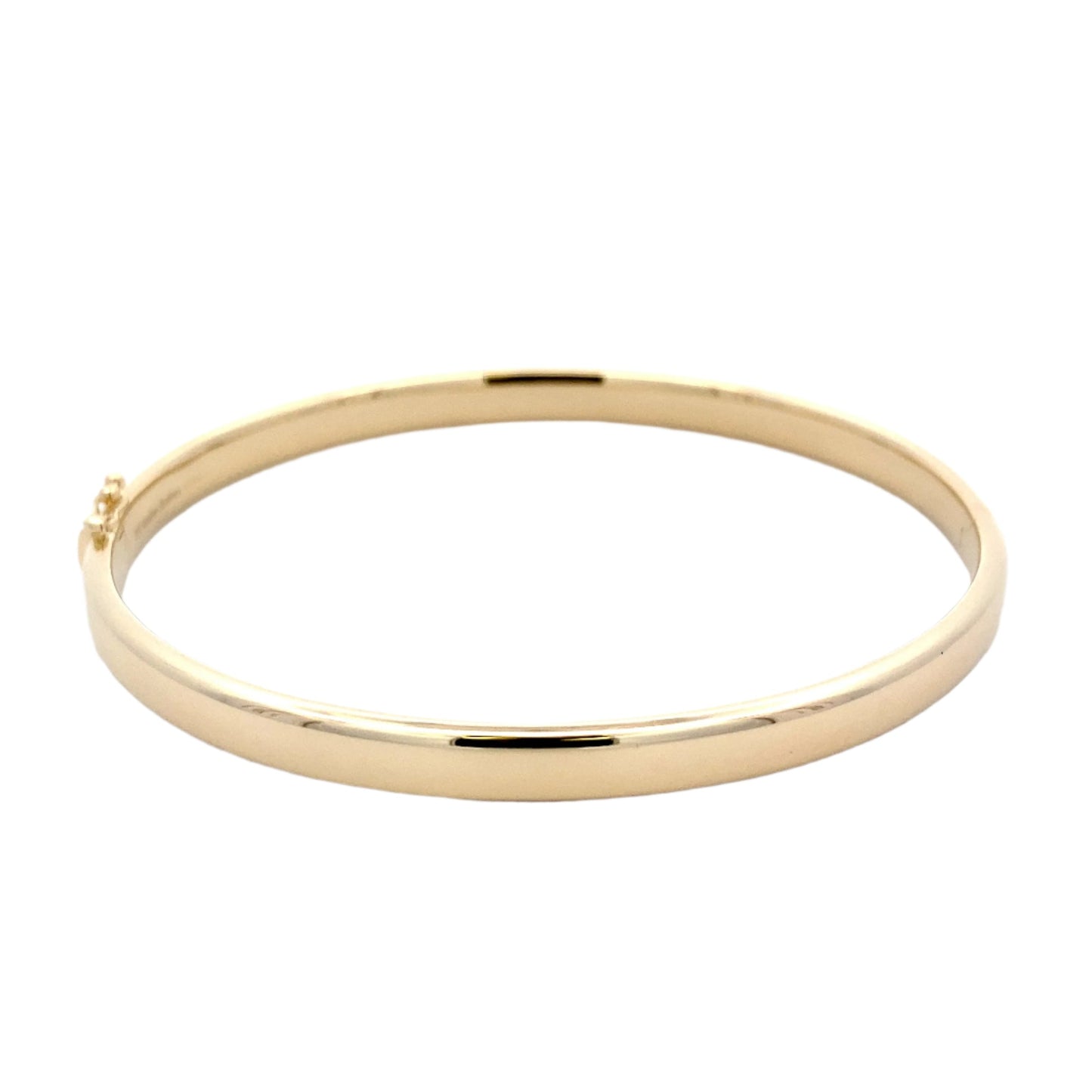 Yellow gold 5mm solid bangle with a court profile Gardiner Brothers