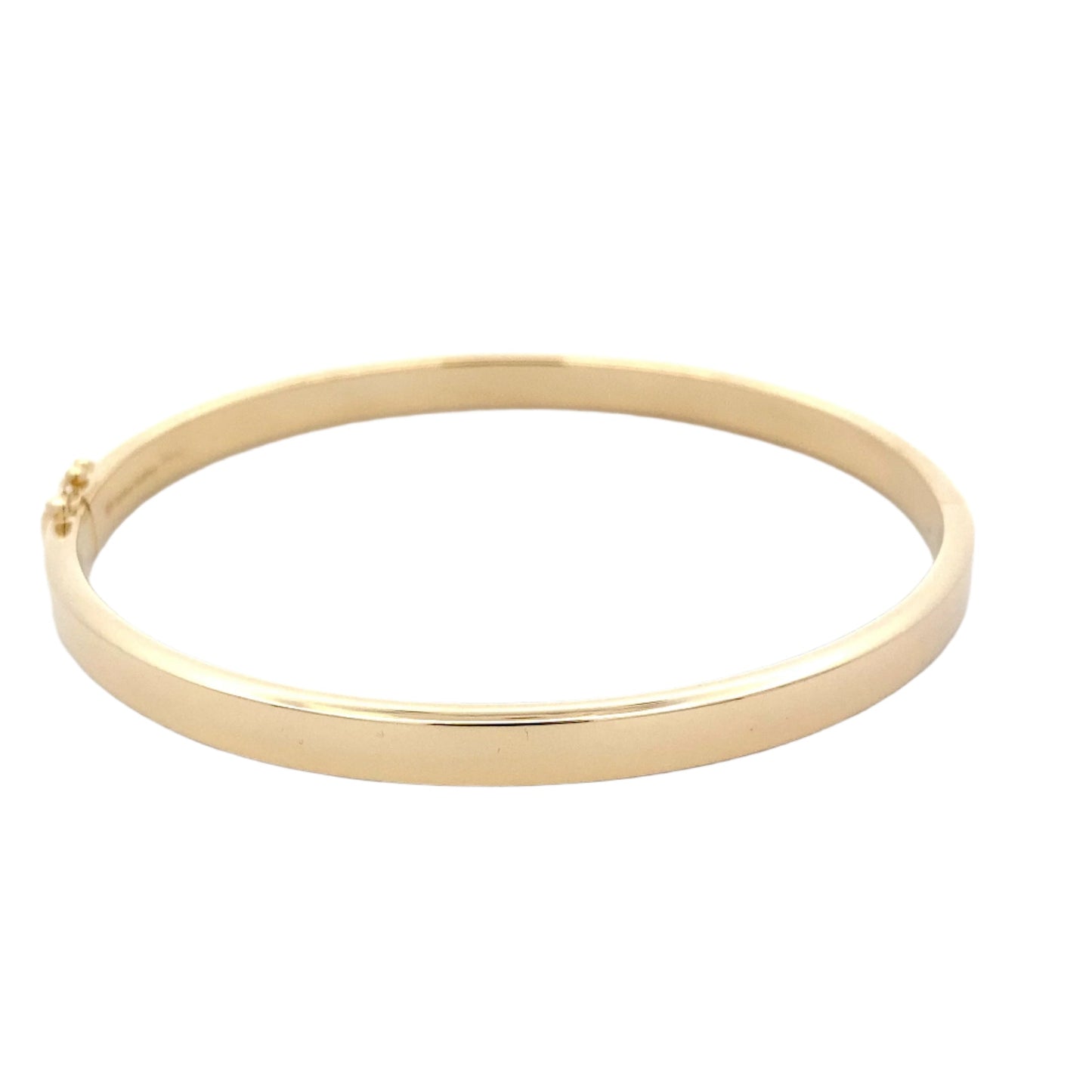 Yellow gold 6mm solid bangle in a flat profile with rounded edges Gardiner Brothers