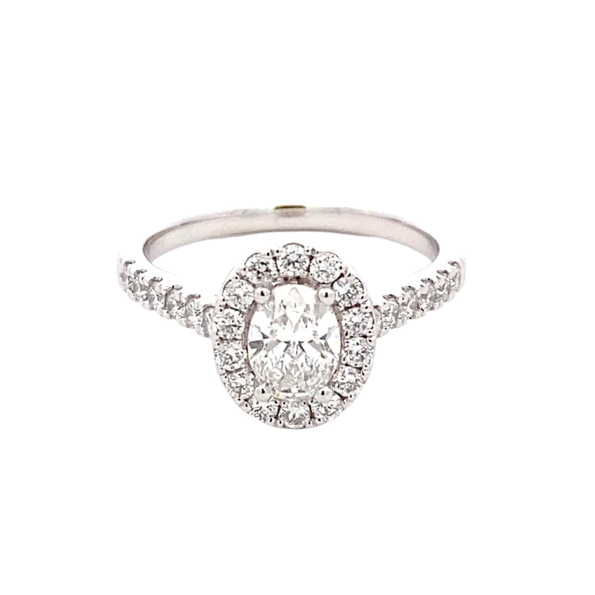 Platinum Oval Shaped Diamond Halo Cluster Ring Ring - 1.10cts Gardiner Brothers