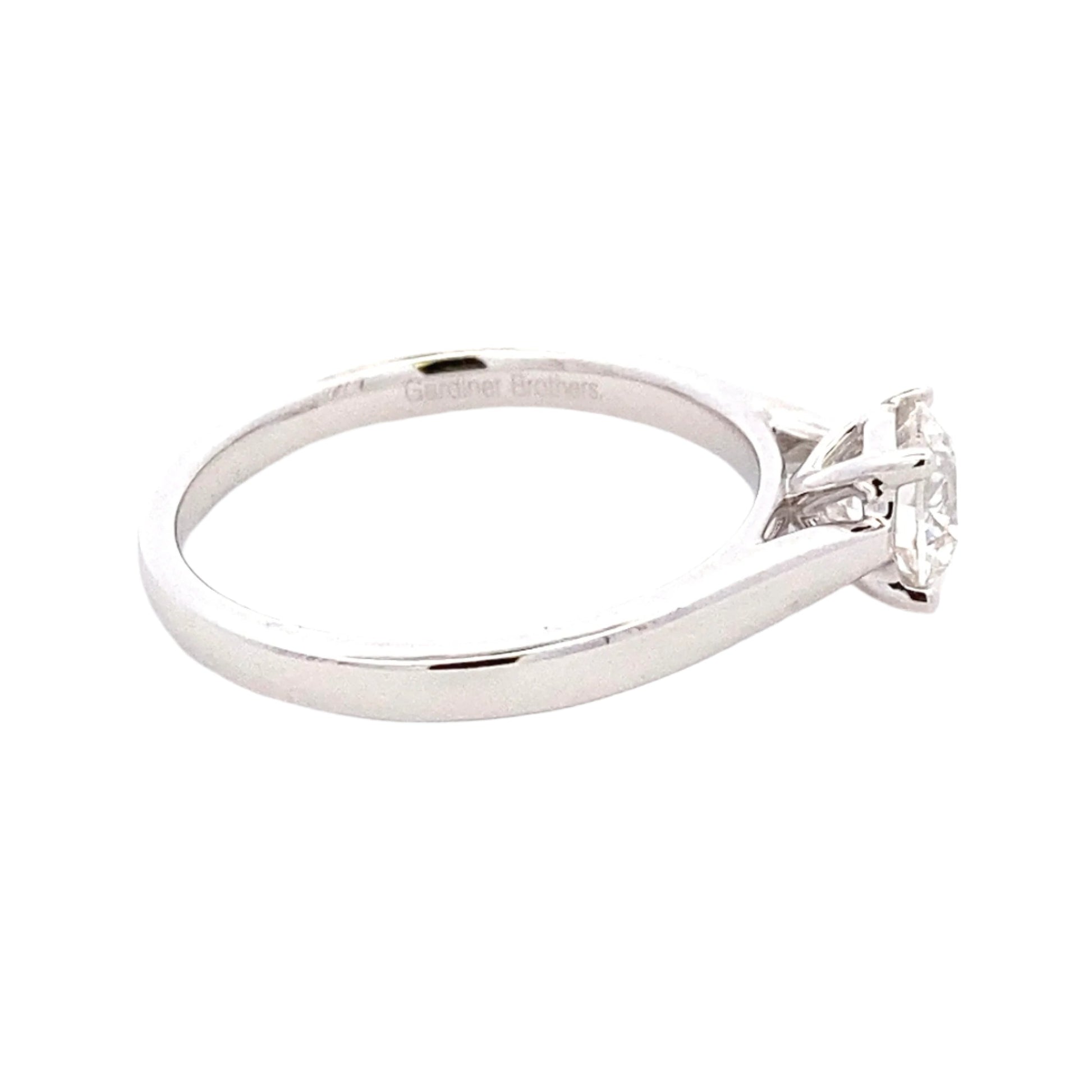 Platinum Round brilliant Cut Diamond Solitaire Ring - 0.70cts Gardiner Brothers