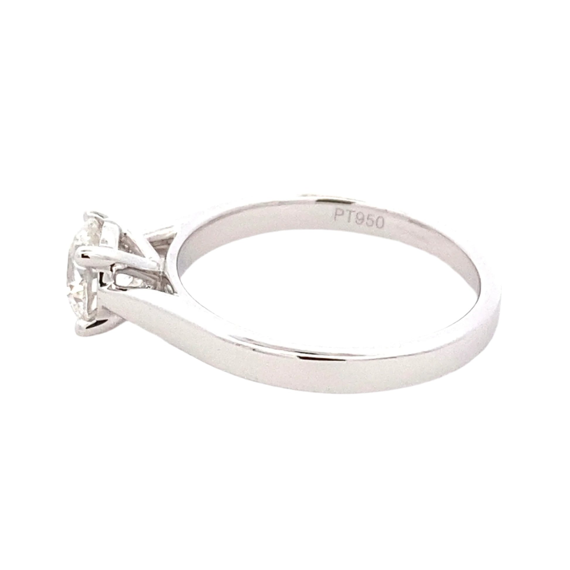 Platinum Round Brilliant cut diamond solitaire ring - 0.91cts Gardiner Brothers