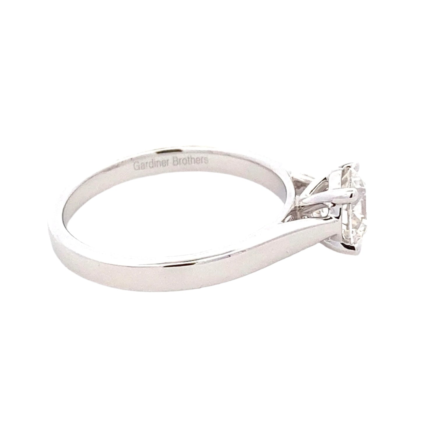 Platinum Round Brilliant cut diamond solitaire ring - 0.91cts Gardiner Brothers