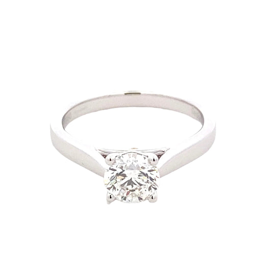 Platinum Round Brilliant cut diamond solitaire ring - 0.91cts Gardiner Brothers