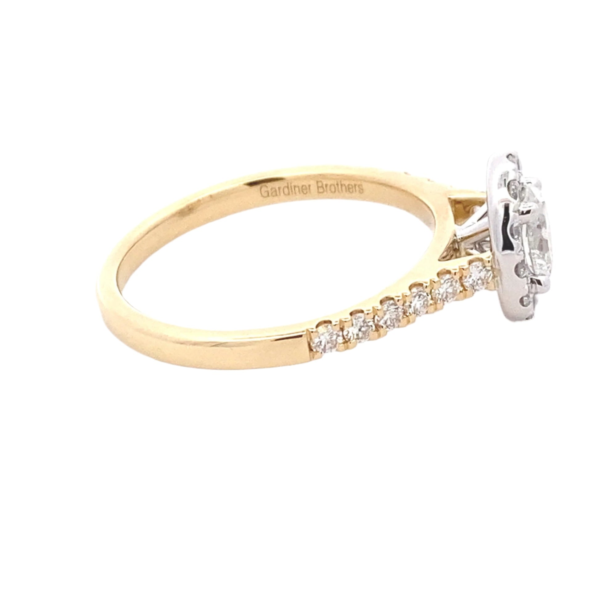 Yellow Gold Oval Shaped Diamond Halo Style Ring - 0.86cts Gardiner Brothers