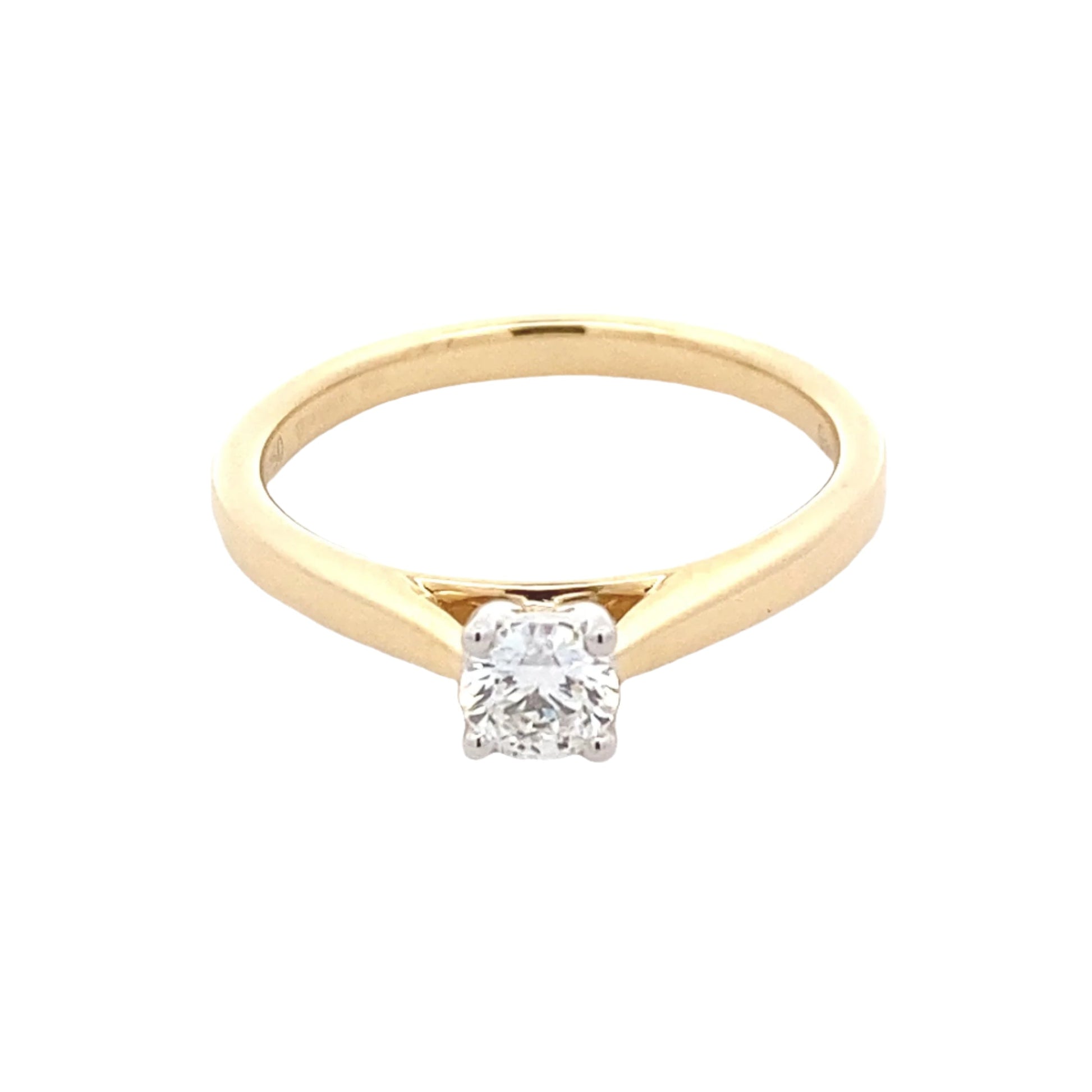 Yellow Gold Round Brilliant Cut Diamond Solitaire Ring - 0.30cts Gardiner Brothers