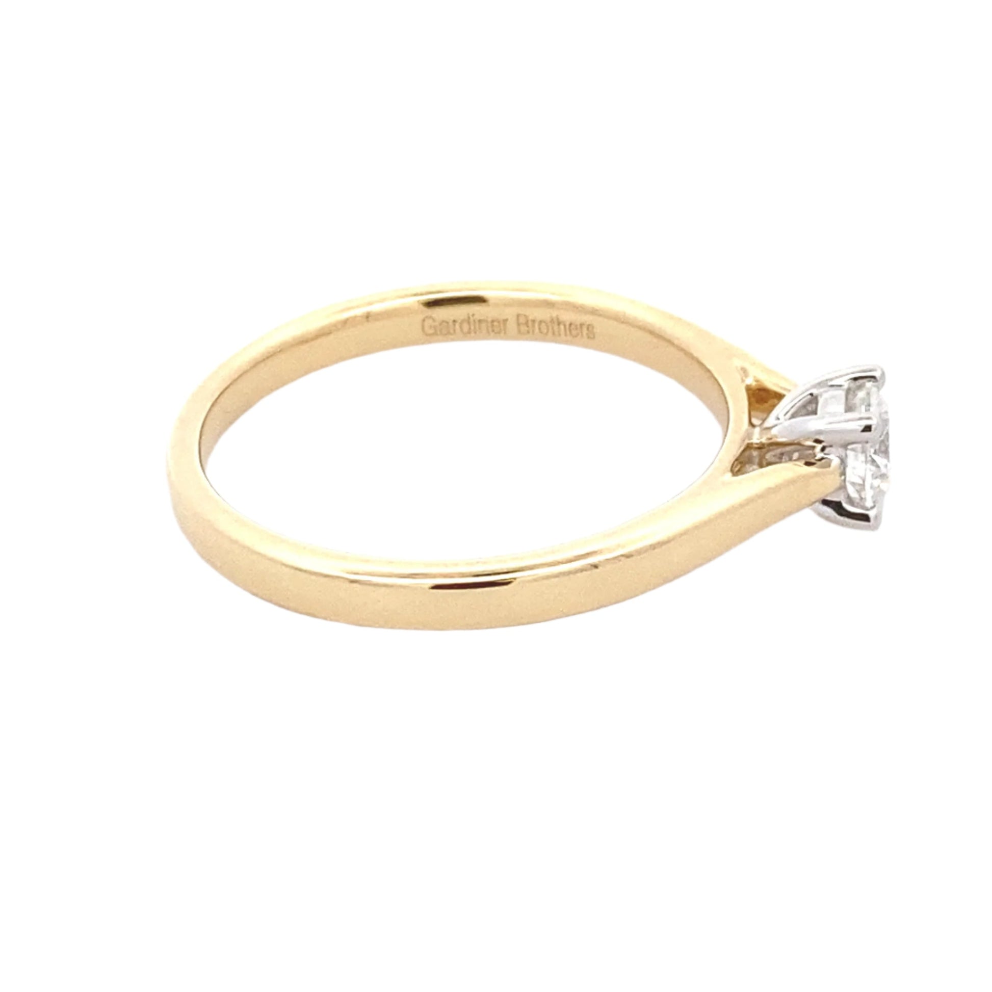 Yellow Gold Round Brilliant Cut Diamond Solitaire Ring - 0.30cts Gardiner Brothers