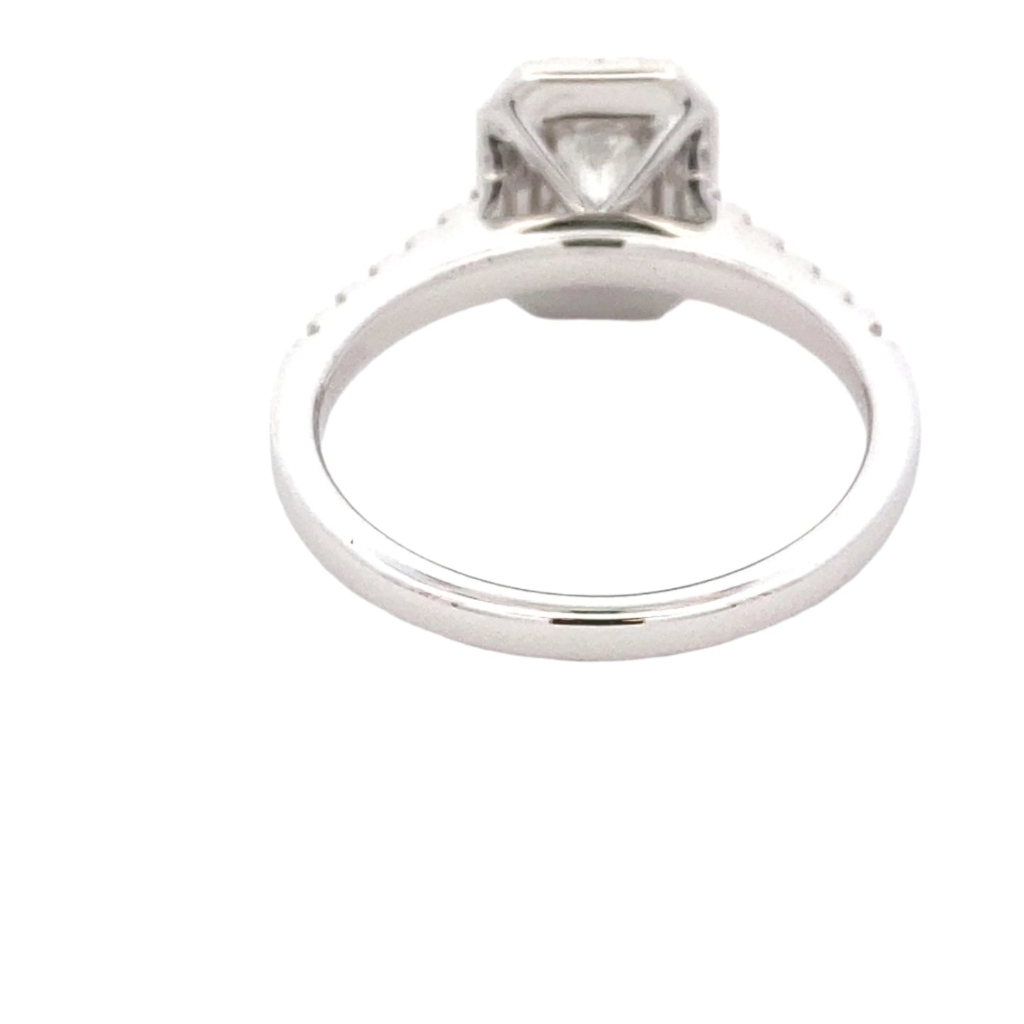 Platinum Emerald cut diamond halo cluster style ring - 1.16cts Gardiner Brothers