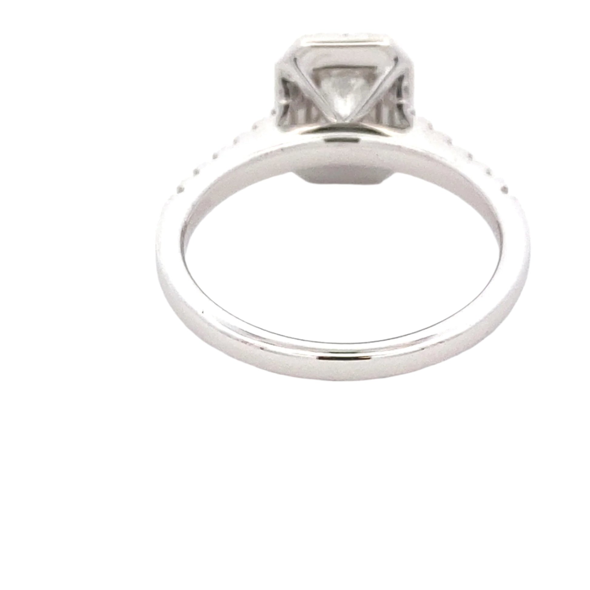 Platinum Emerald cut diamond halo cluster style ring - 1.16cts Gardiner Brothers