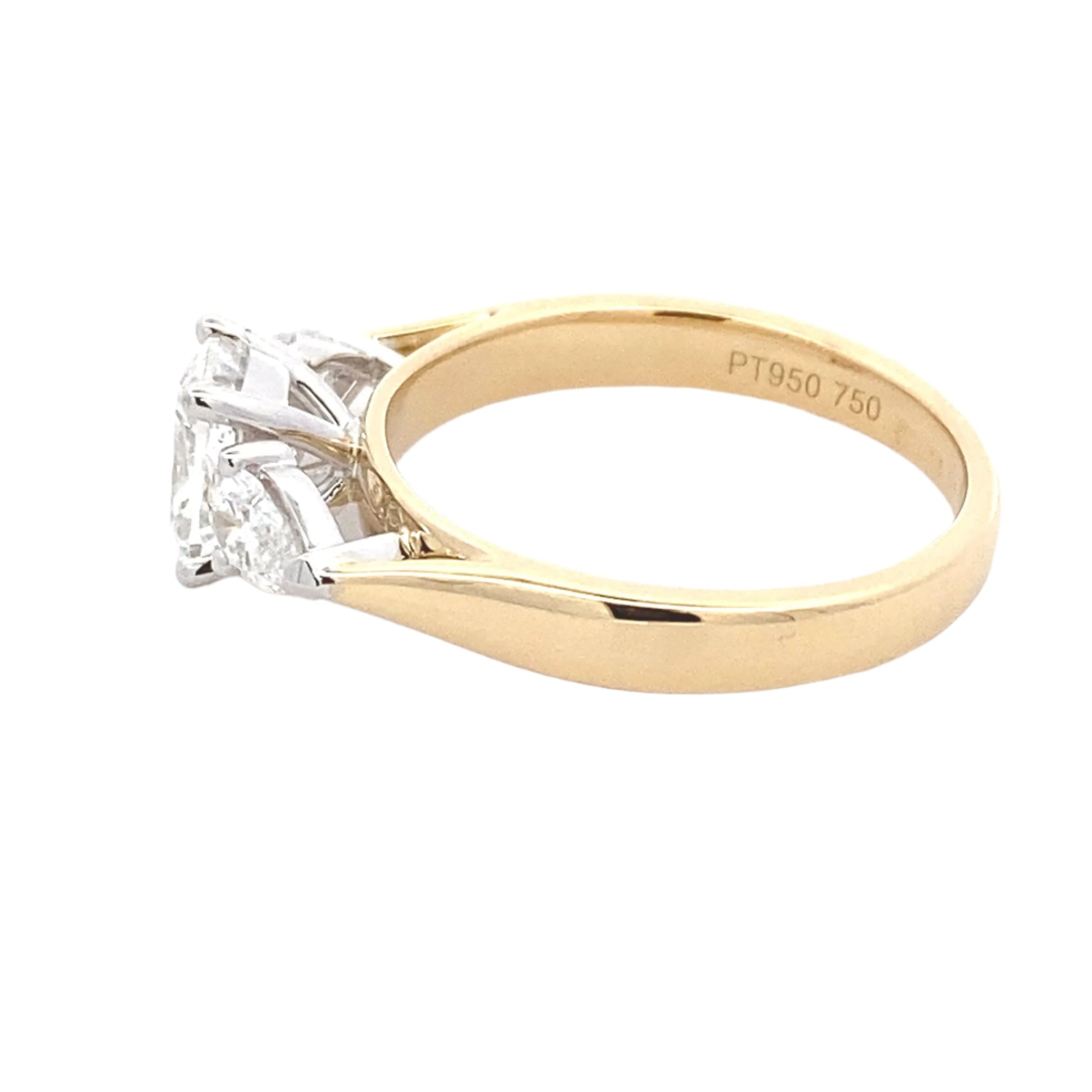 Cushion and pear shaped diamond 3 stone ring - 1.44cts Gardiner Brothers