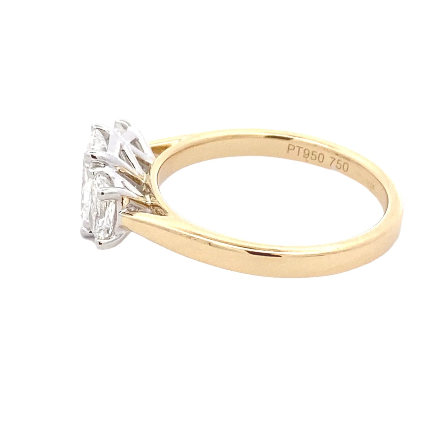 Yellow Gold Radiant cut diamond 3 stone ring - 1.56cts Gardiner Brothers