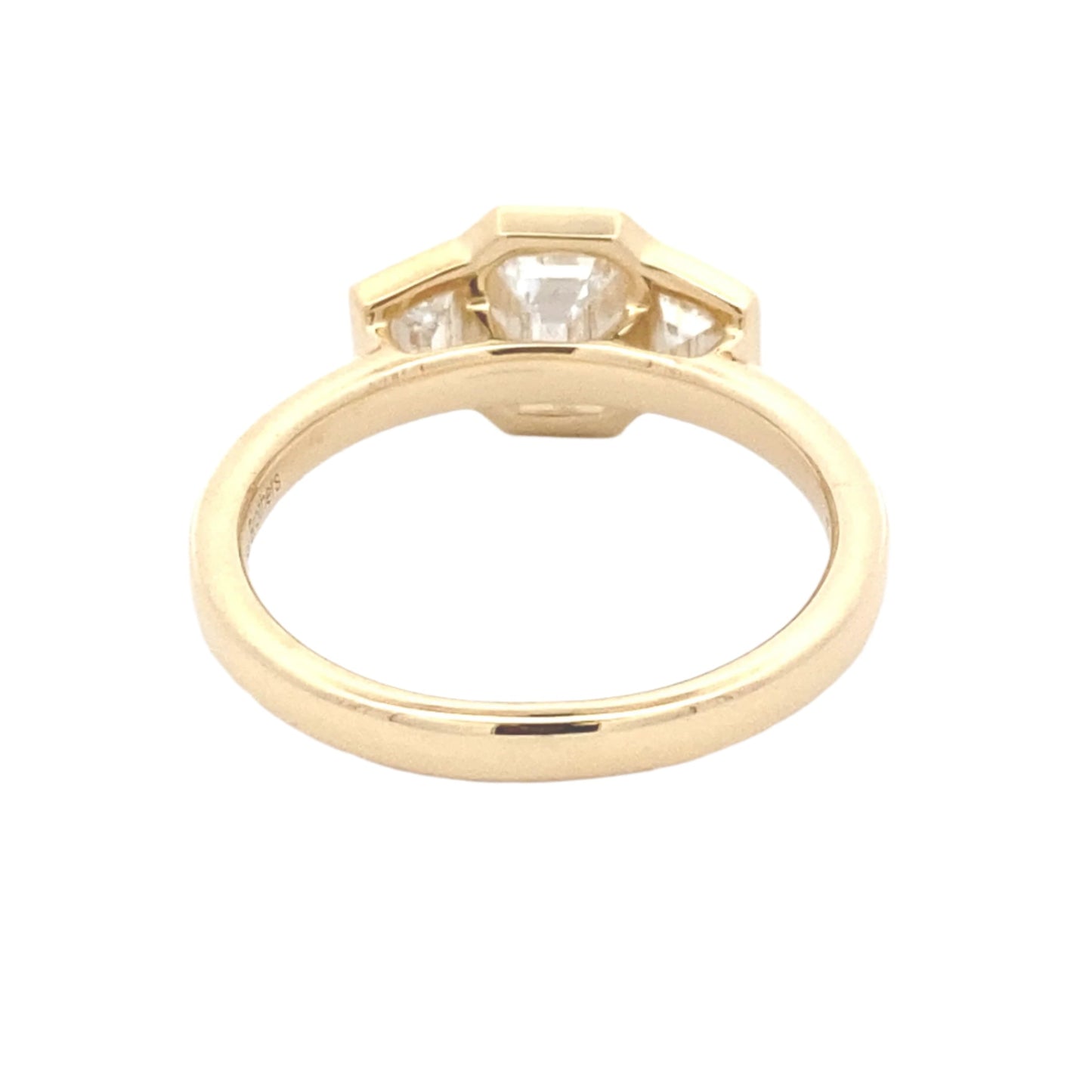Yellow Gold Emerald cut and Trapezoid diamond Bezel Set 3 stone ring - 1.34cts Gardiner Brothers