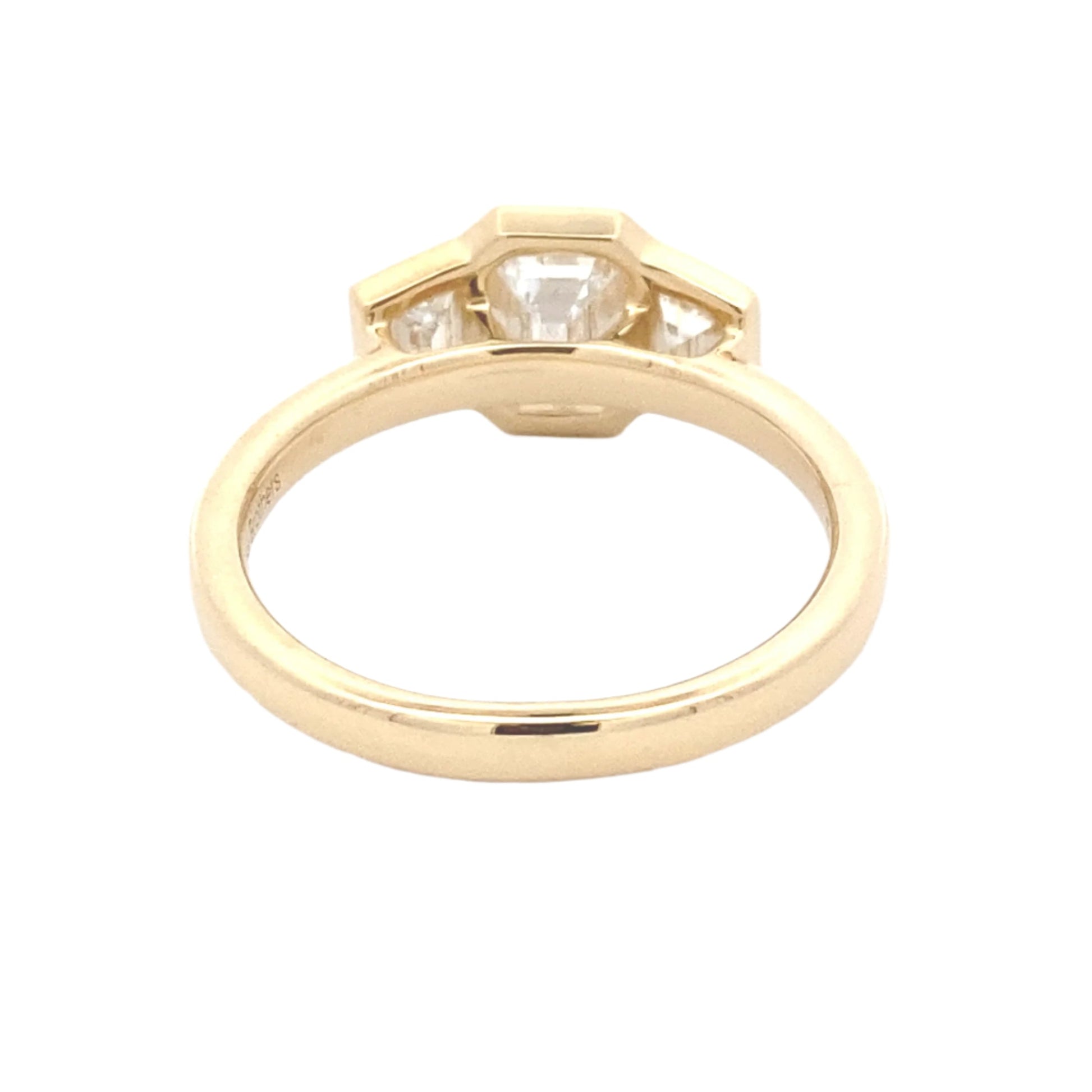 Yellow Gold Emerald cut and Trapezoid diamond Bezel Set 3 stone ring - 1.34cts Gardiner Brothers