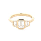 Yellow Gold Emerald cut and Trapezoid diamond Bezel Set 3 stone ring - 1.34cts Gardiner Brothers