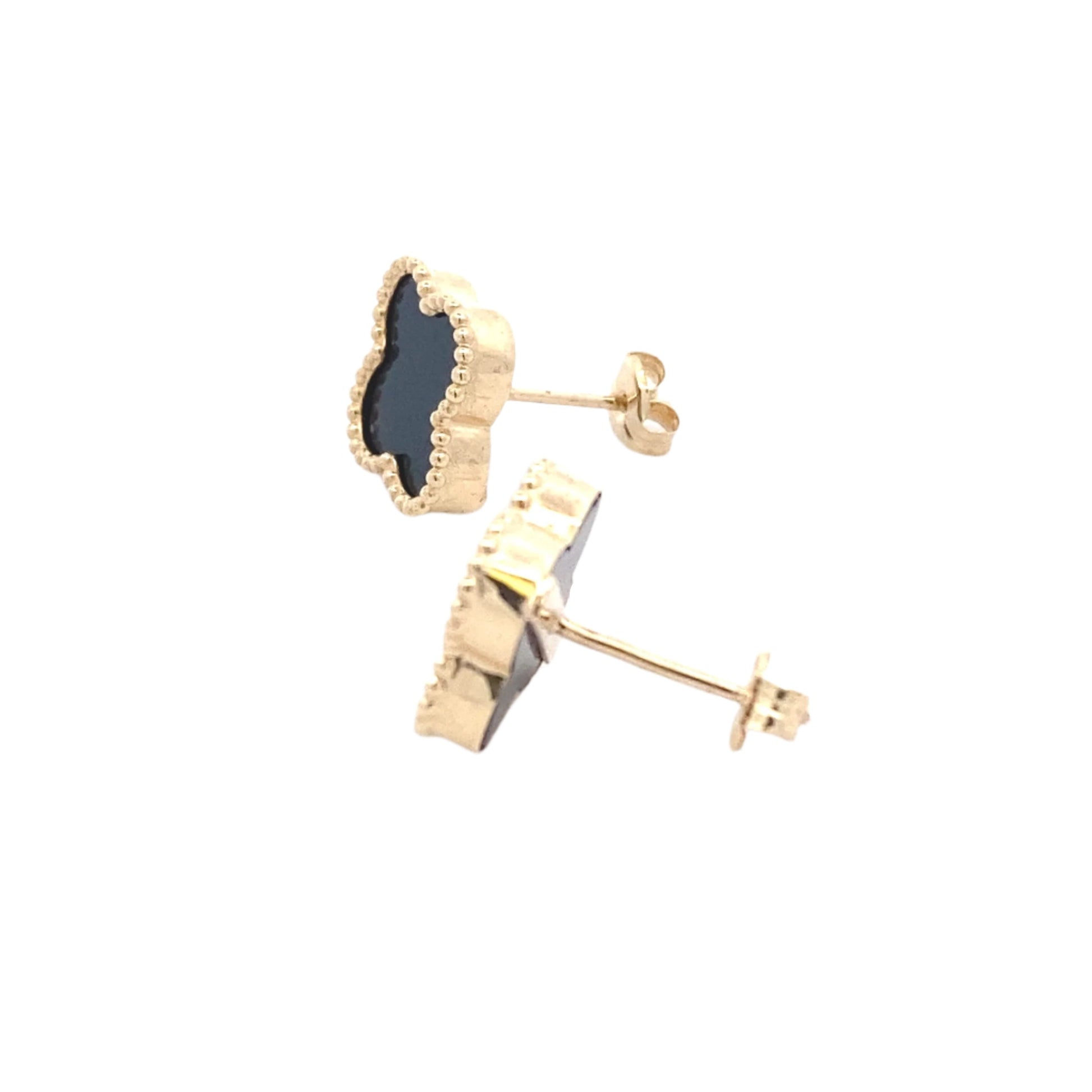 Yellow Gold Onyx Flower Petal Earrings Gardiner Brothers