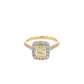 Yellow Gold cushion shaped Yellow diamond halo cluster style ring - 1.77cts Gardiner Brothers