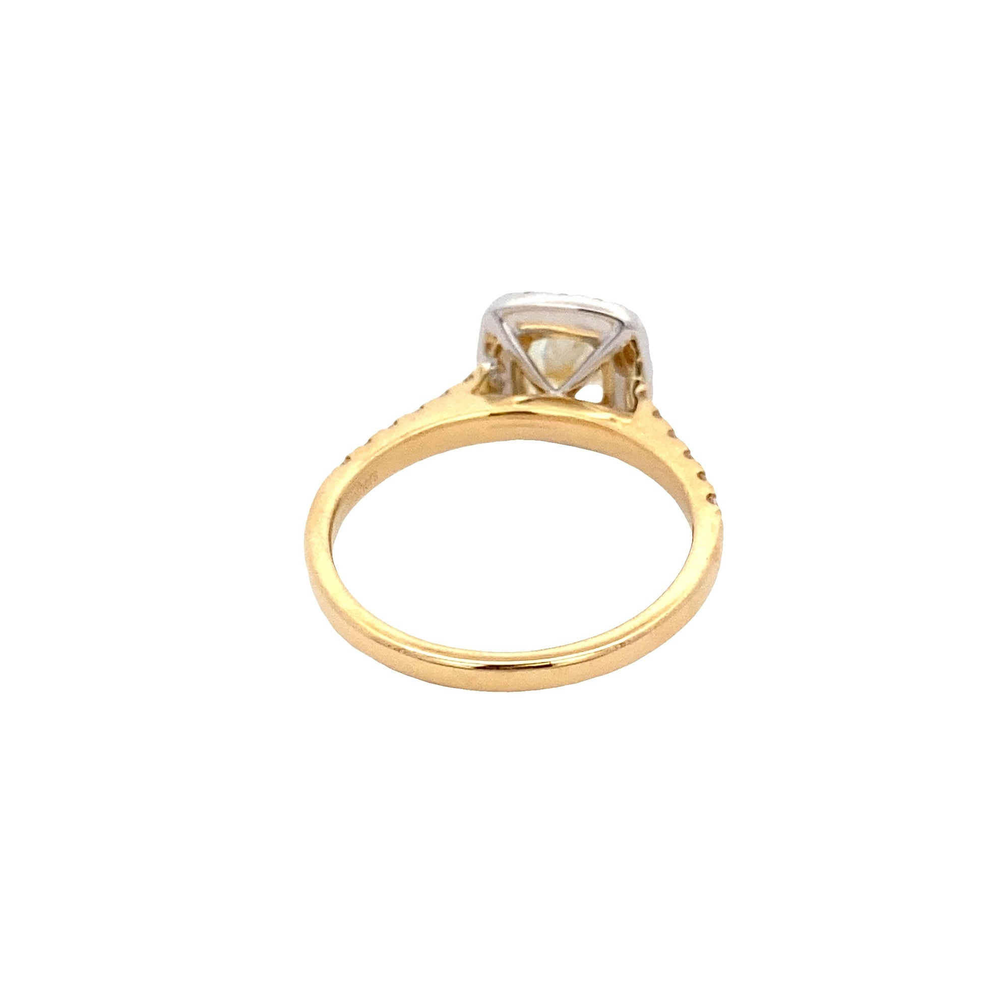 Yellow Gold cushion shaped Yellow diamond halo cluster style ring - 1.77cts Gardiner Brothers