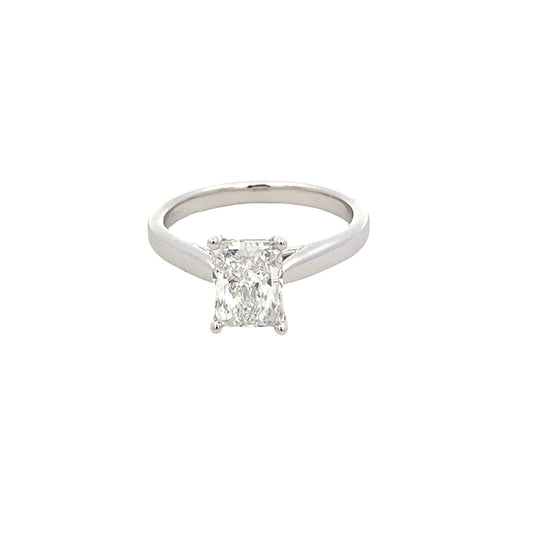 Platinum Radiant cut diamond solitaire ring - 1.51cts Gardiner Brothers