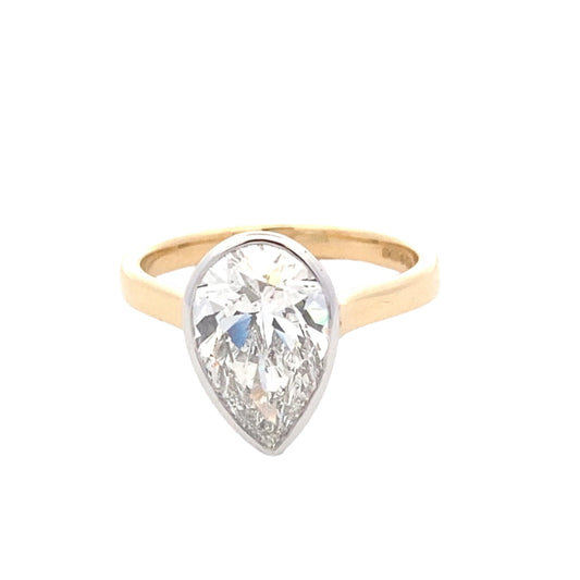 Lab Grown Pear shaped diamond solitaire ring - 2.55cts