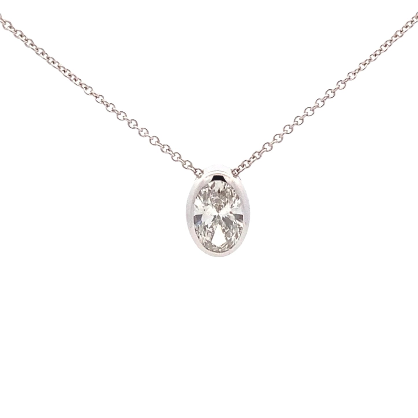 Lab grown oval shaped diamond solitaire pendant - 1.04cts
