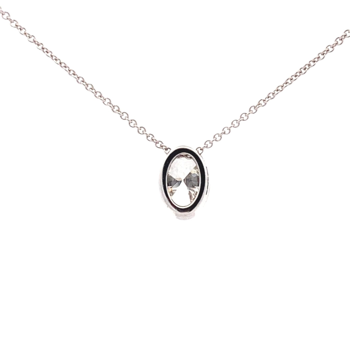 Lab grown oval shaped diamond solitaire pendant - 1.04cts