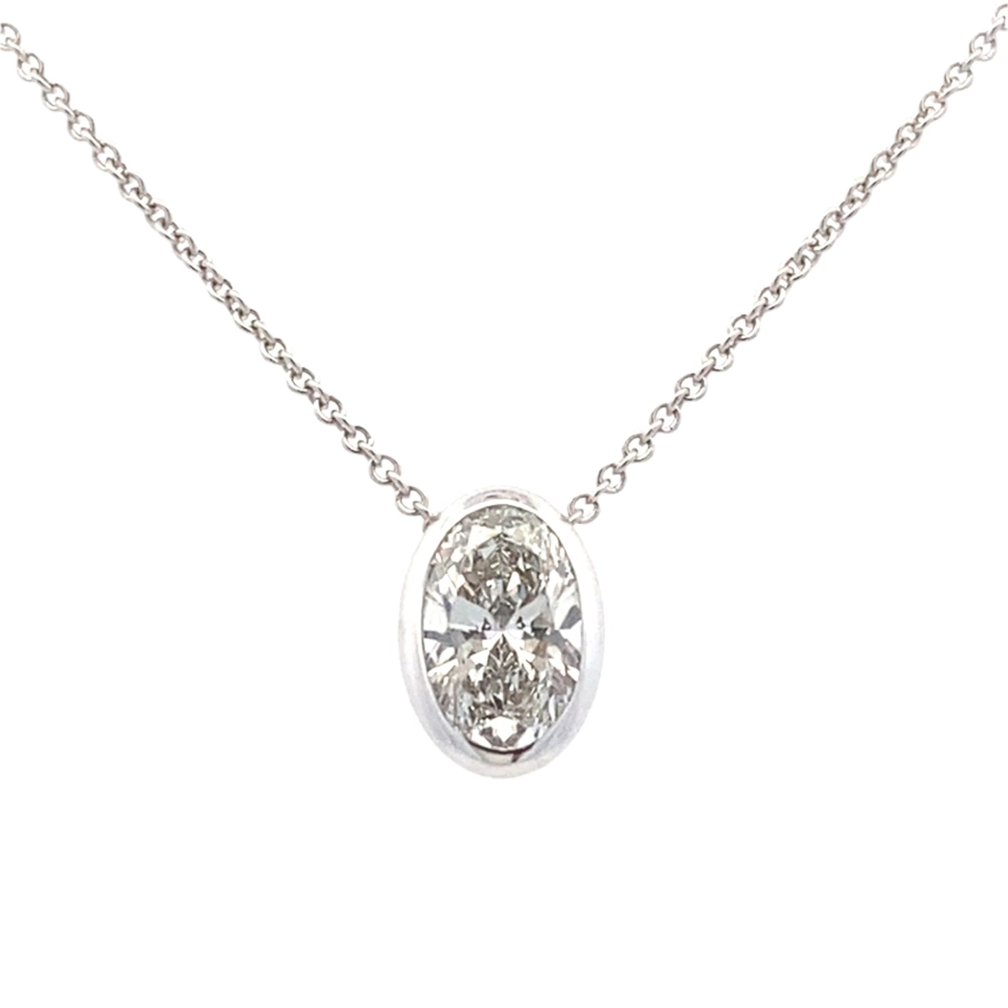 Lab grown oval shaped diamond solitaire pendant - 1.04cts