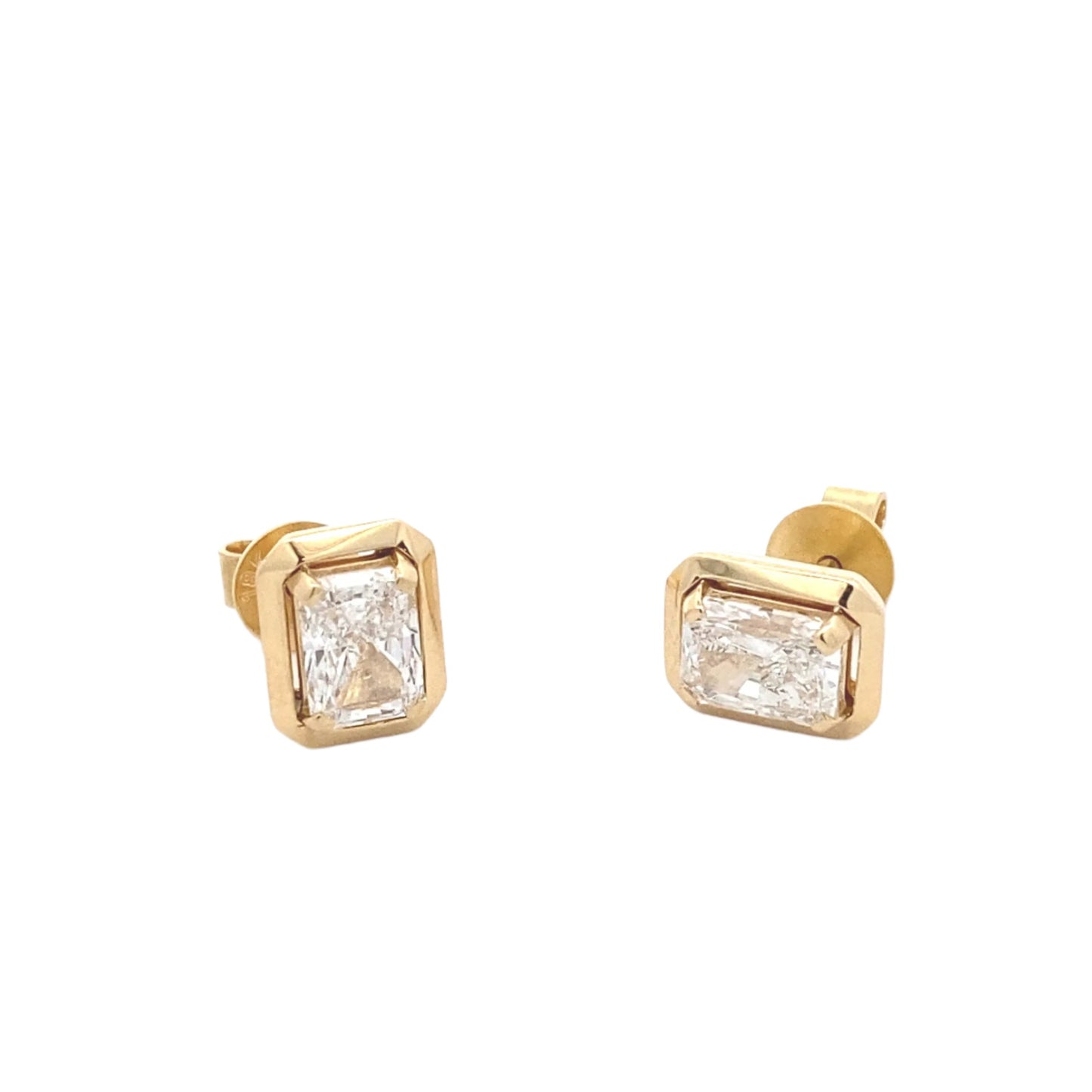 Lab Grown Radiant Cut Diamond Solitaire earrings - 1.52cts