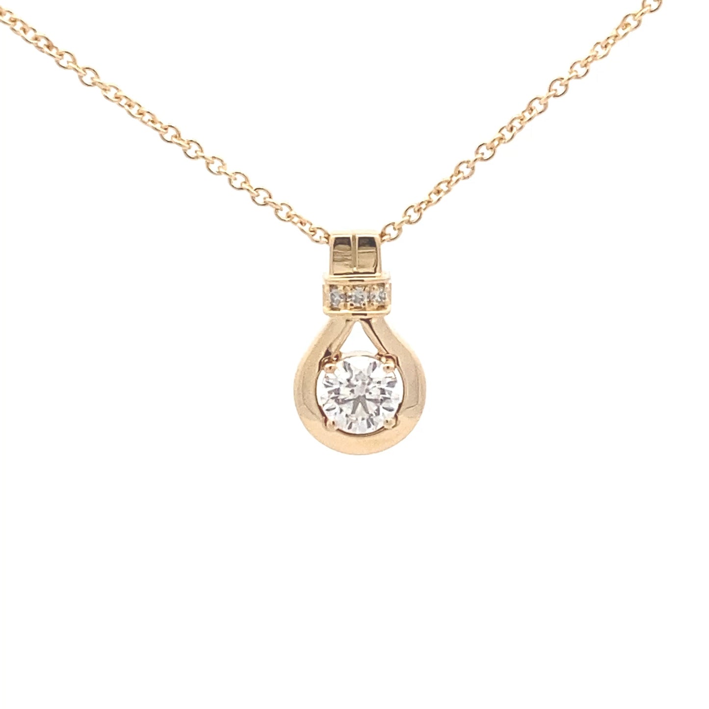 Round Brilliant cut diamond, drop loop style pendant