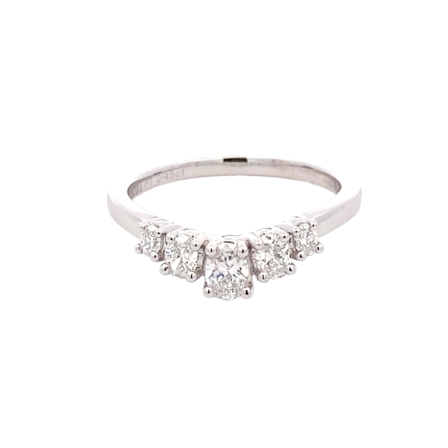 Oval Shaped Diamond 5 Stone Bow Style Ring