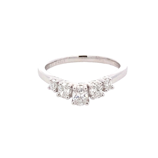Oval Shaped Diamond 5 Stone Bow Style Ring