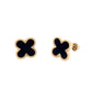Yellow Gold Onyx Flower Petal Earrings