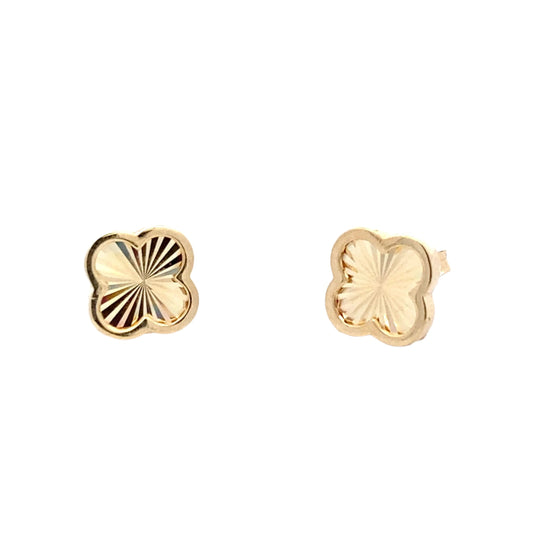 Yellow Gold Rainbow Effect Flower Petal Earrings