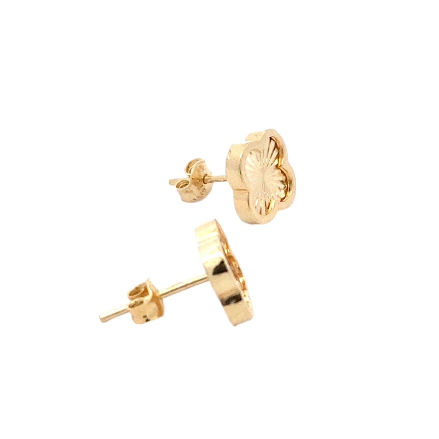 Yellow Gold Rainbow Effect Flower Petal Earrings
