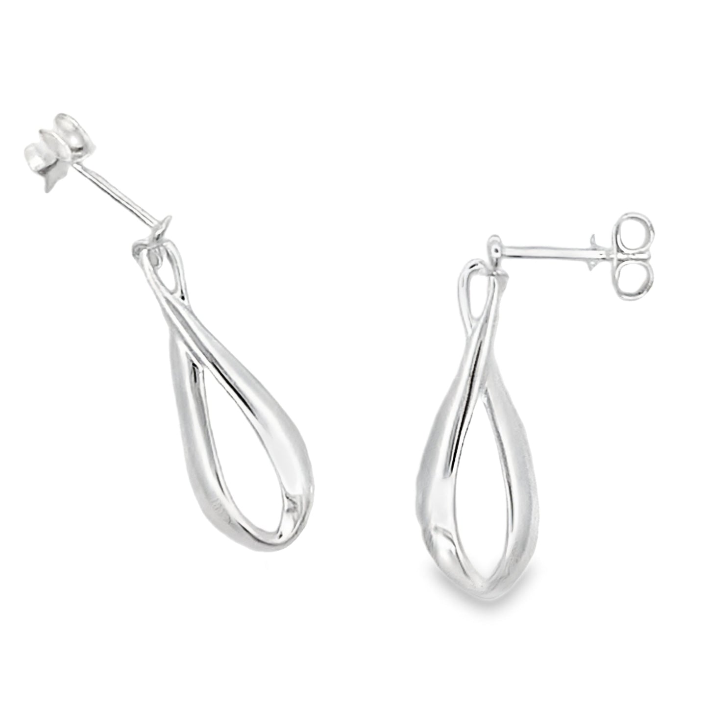 Silver 'Figure of 8' Drop Style Earrings