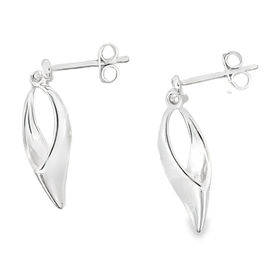 Silver Open Sabre Drop Earrings