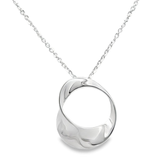 Silver Wavy Cushion Shaped Pendant