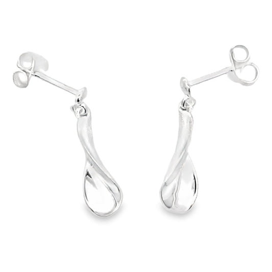 Silver Slim Blade Drop Earrings