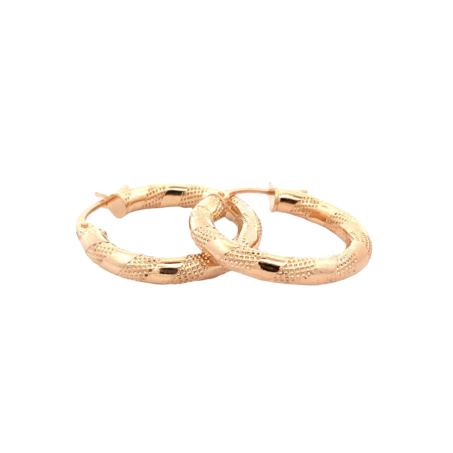 Yellow Gold Fancy Finish Hoop Earrings