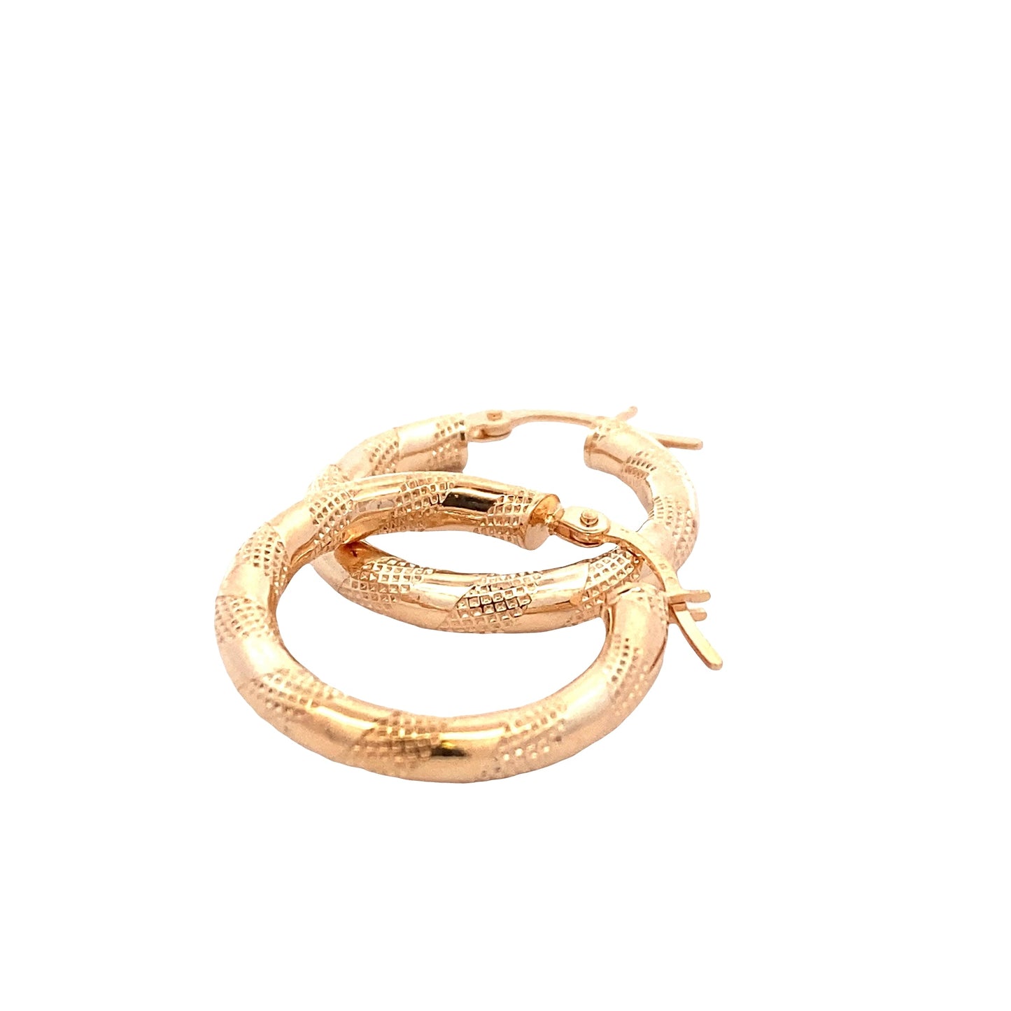 Yellow Gold Fancy Finish Hoop Earrings