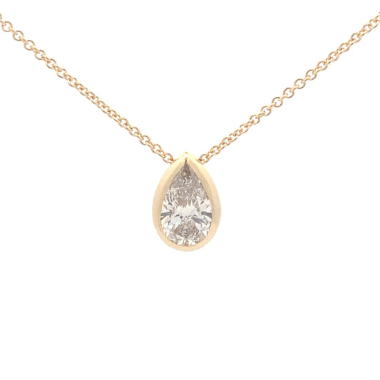 Lab Grown Pear Shaped Diamond Solitaire Pendant - 1.00cts