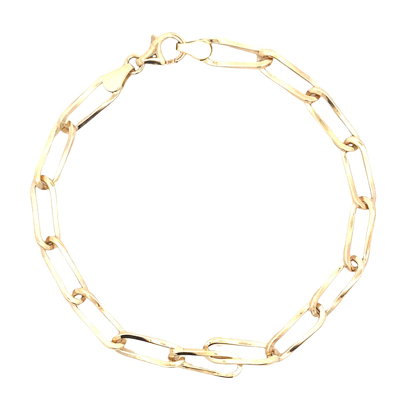 Yellow Gold Twisted Oblong Link Bracelet
