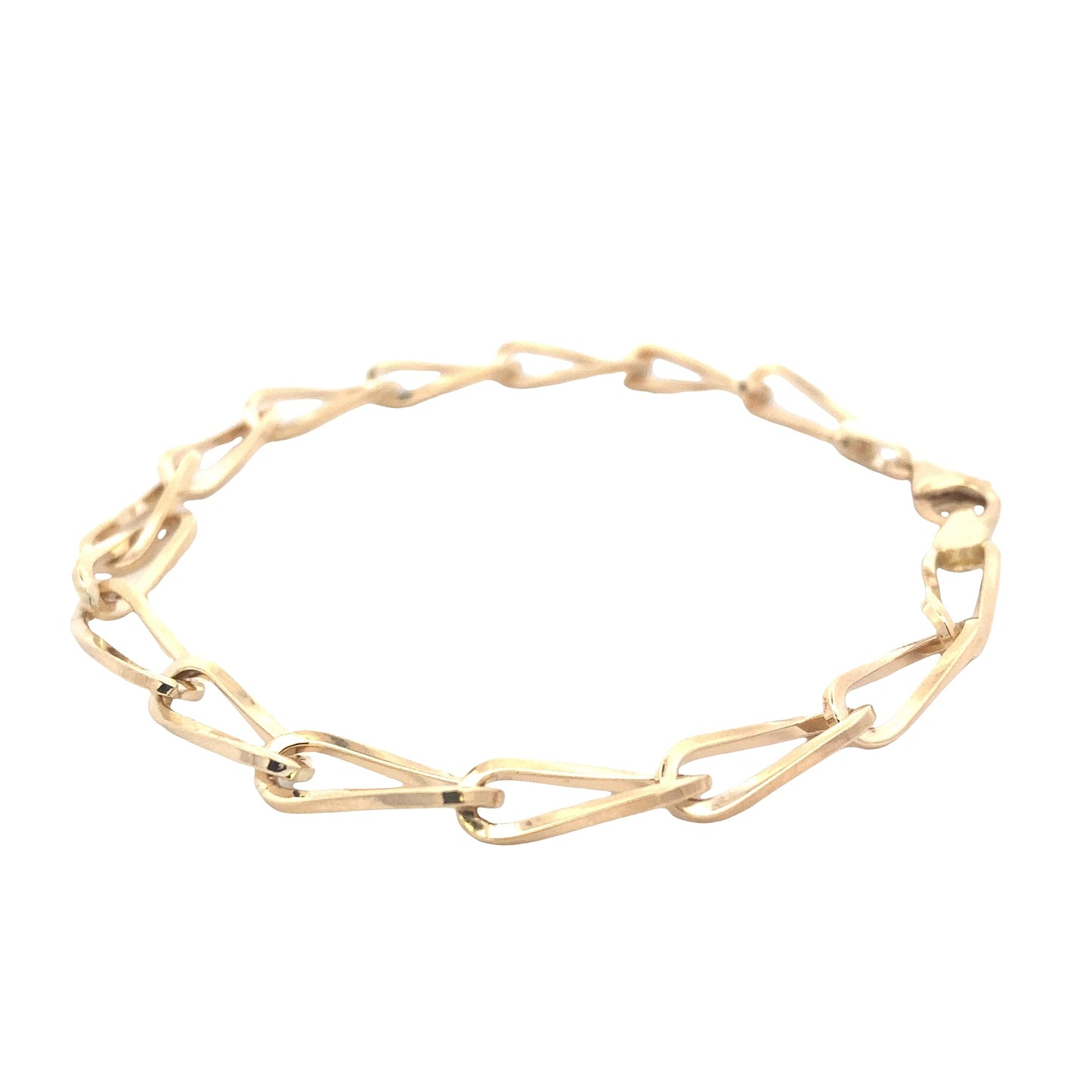 Yellow Gold Twisted Oblong Link Bracelet