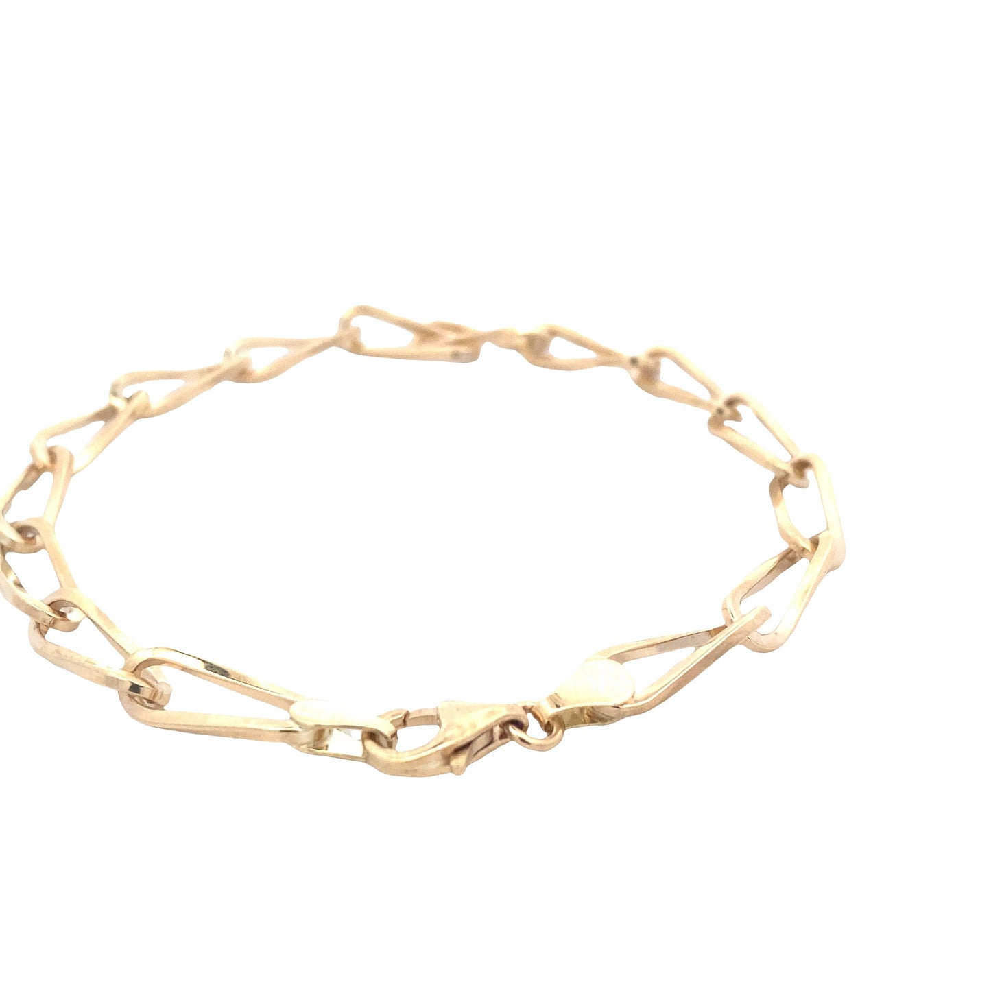 Yellow Gold Twisted Oblong Link Bracelet