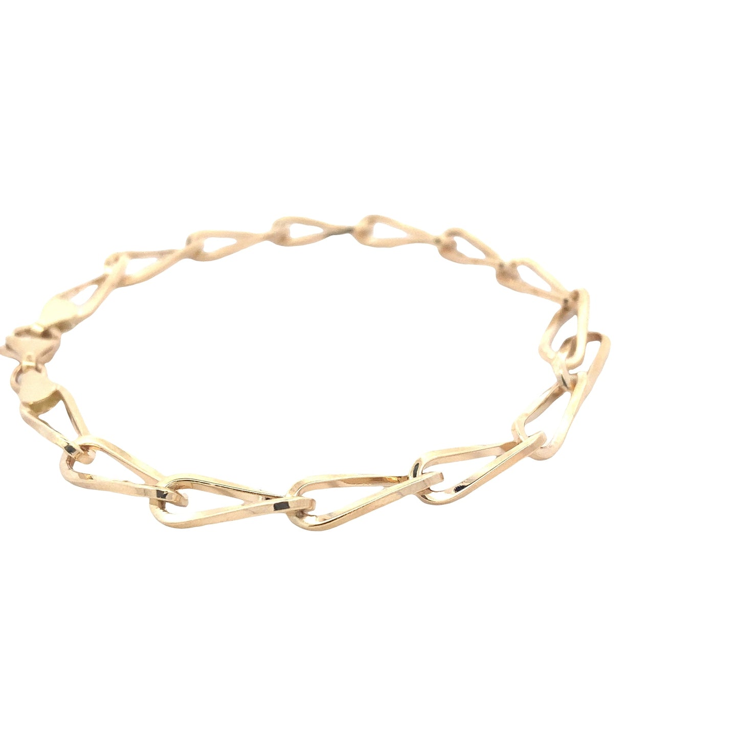 Yellow Gold Twisted Oblong Link Bracelet