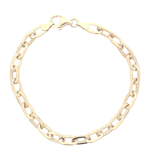 Yellow Gold Oblong patterned Link bracelet