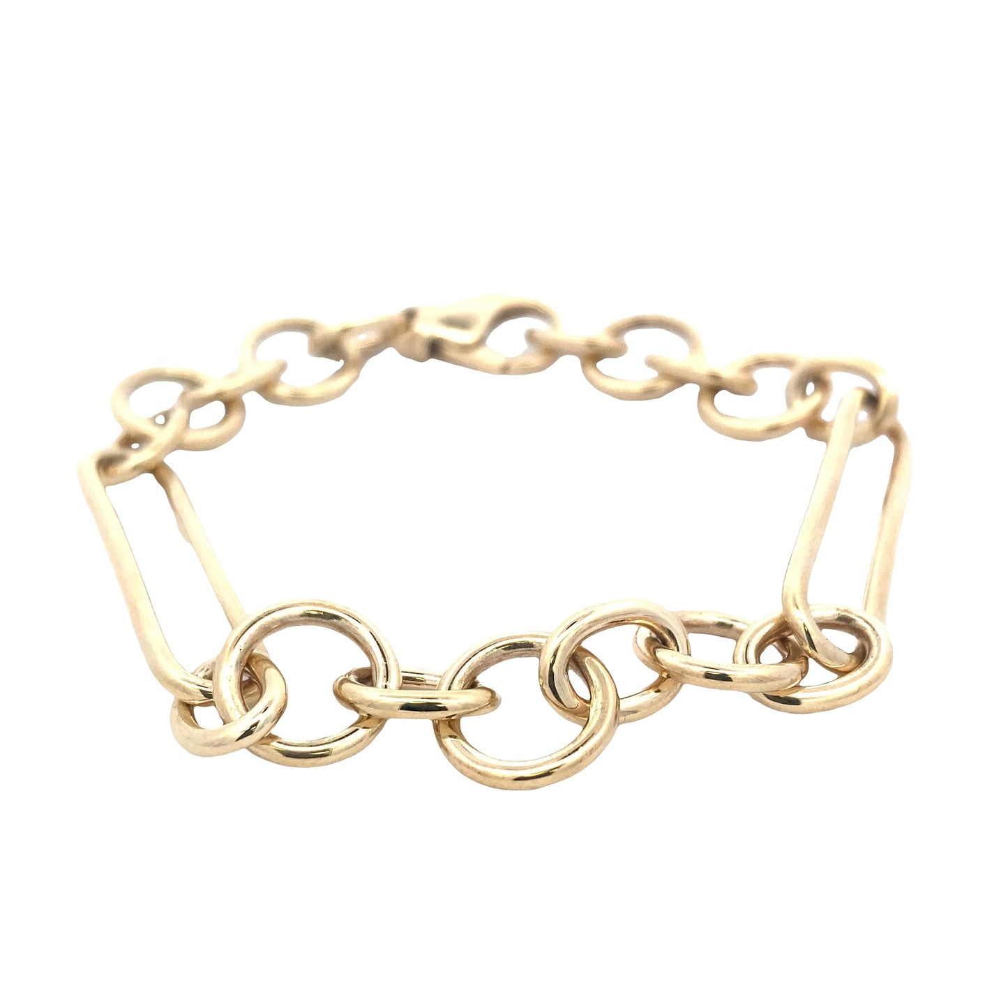 Yellow Gold Oblong and round link bracelet