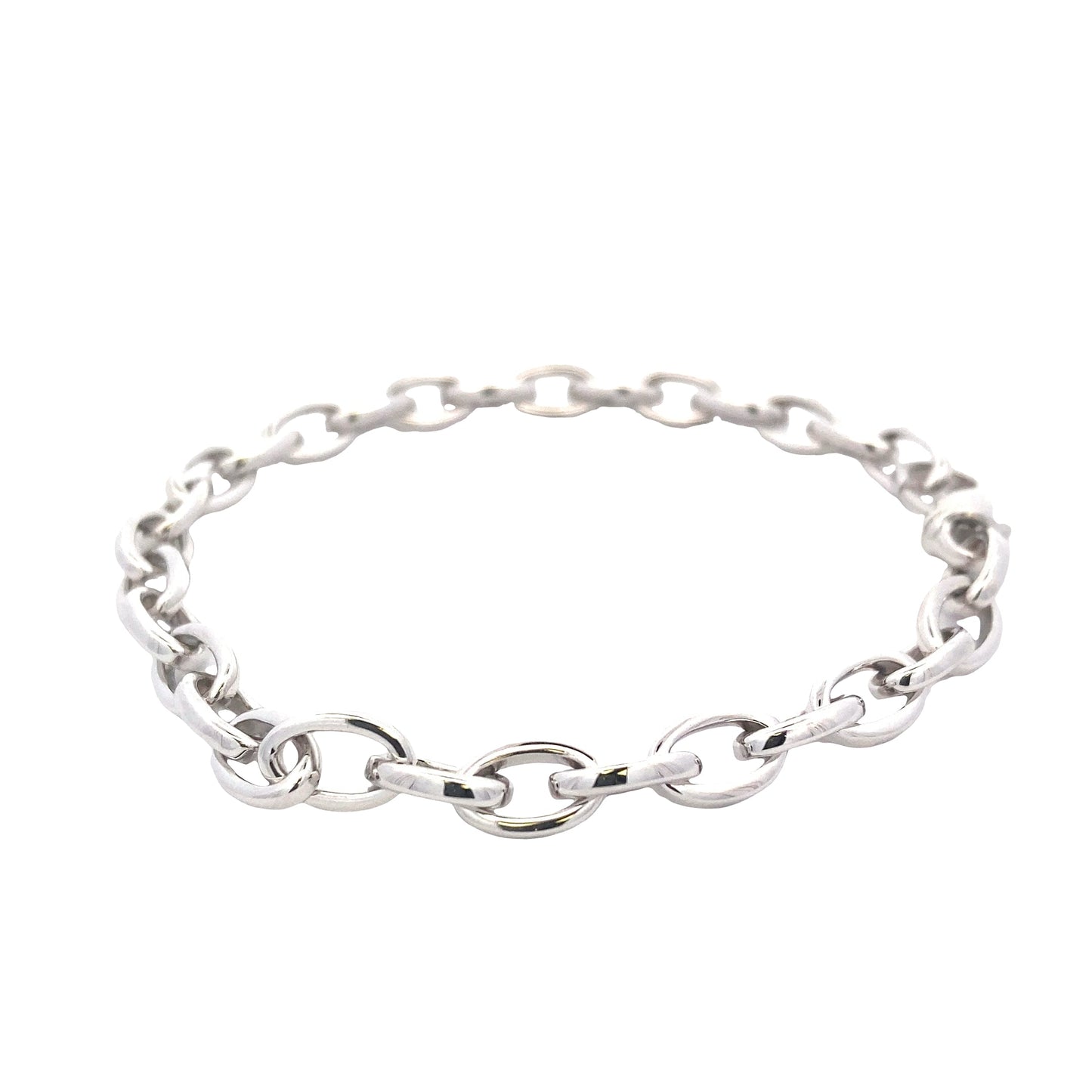 White Gold oval Link Bracelet