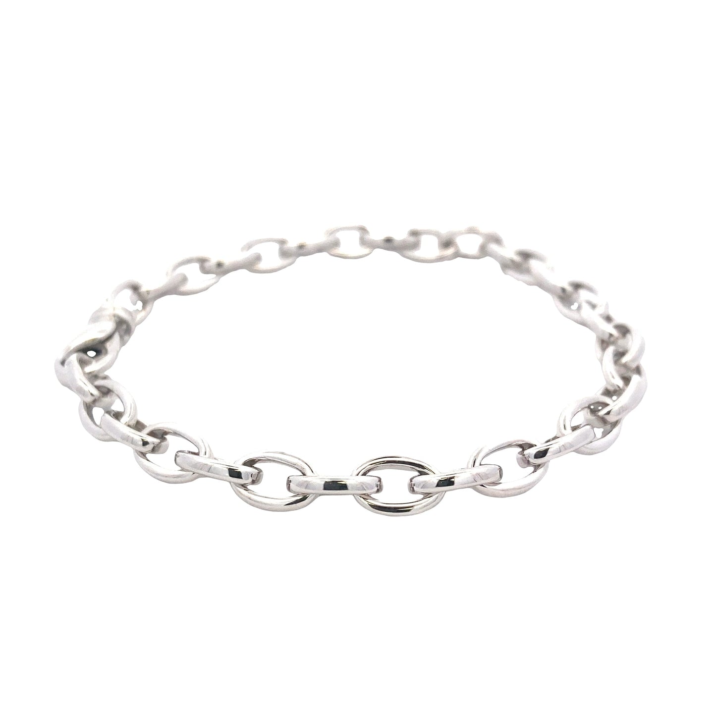 White Gold oval Link Bracelet