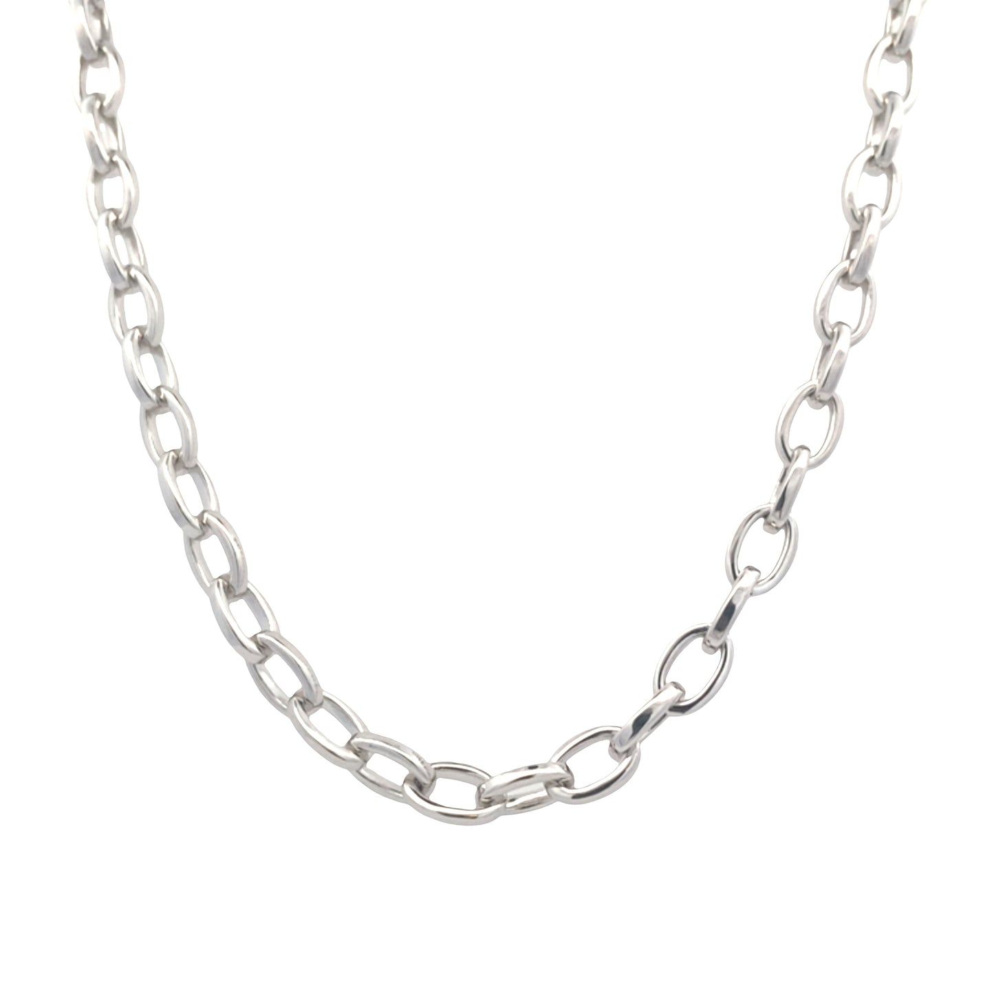 White Gold Oval Link Necklet